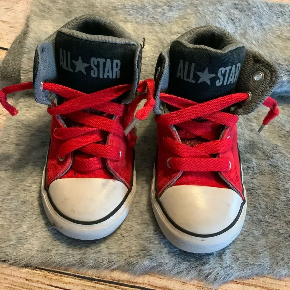 Converse Kids Red & Black High-Top Sneakers Size 10